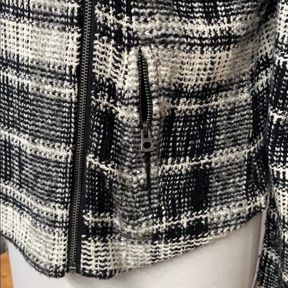 Lucky Brand Moto Sweater Jacket black/white sz XL - Picture 3 of 10